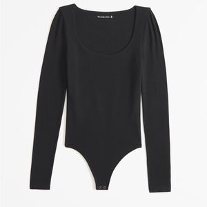 Abercrombie & Fitch Long-Sleeve Seamless Scoopneck Bodysuit - black - XS